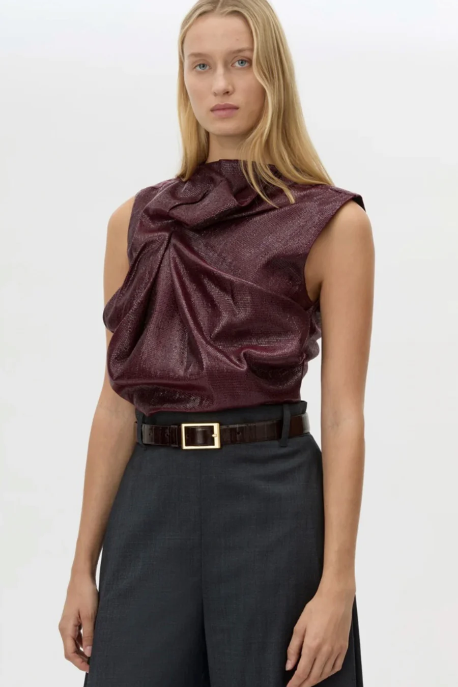 Sana Drape Top Burgundy - Image 4