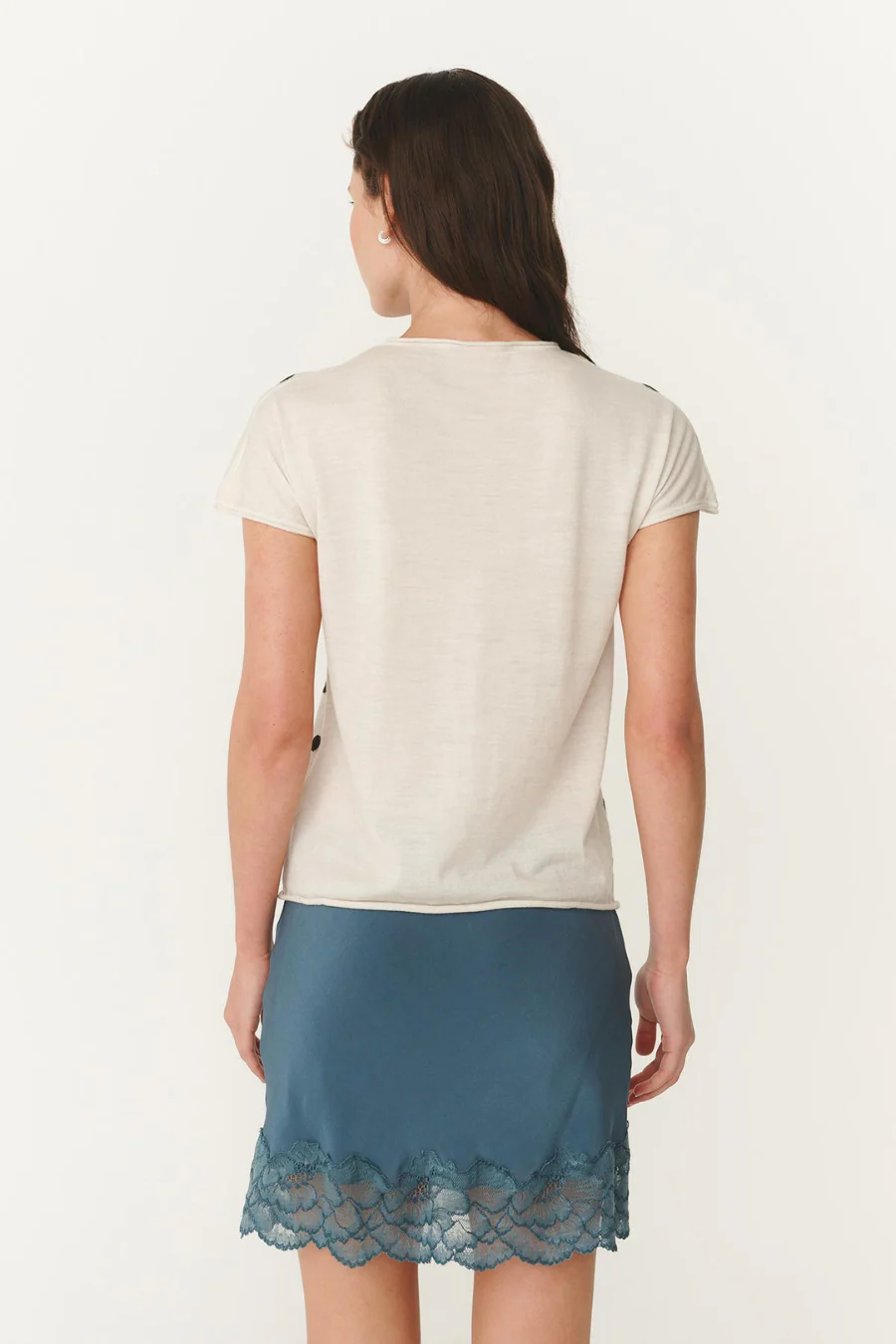 Sandra Merino Knit Top Bone/ Espresso Spot - Image 2