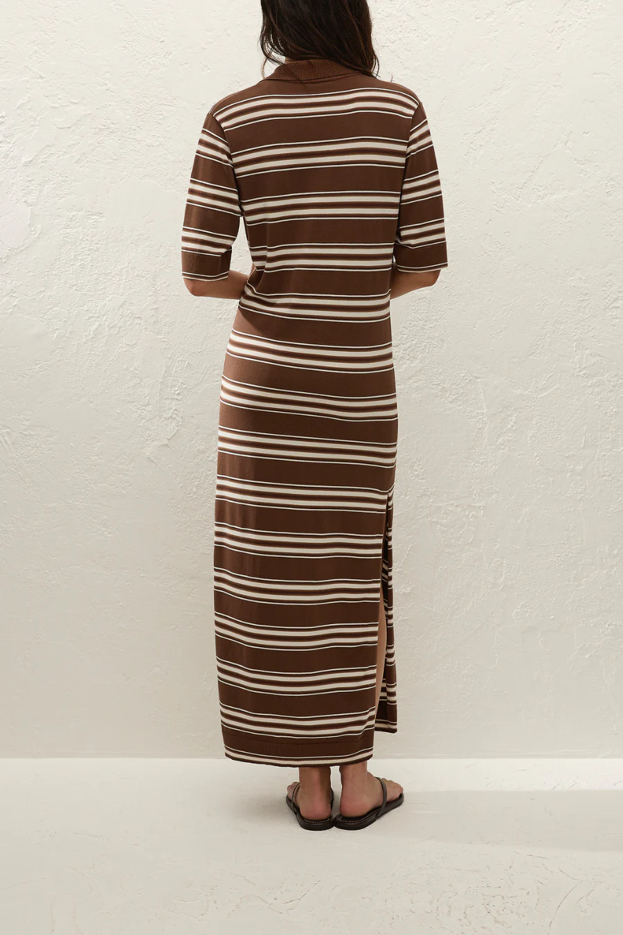 Santiago Polo Dress Ombre Stripe Macro Carob - Image 2