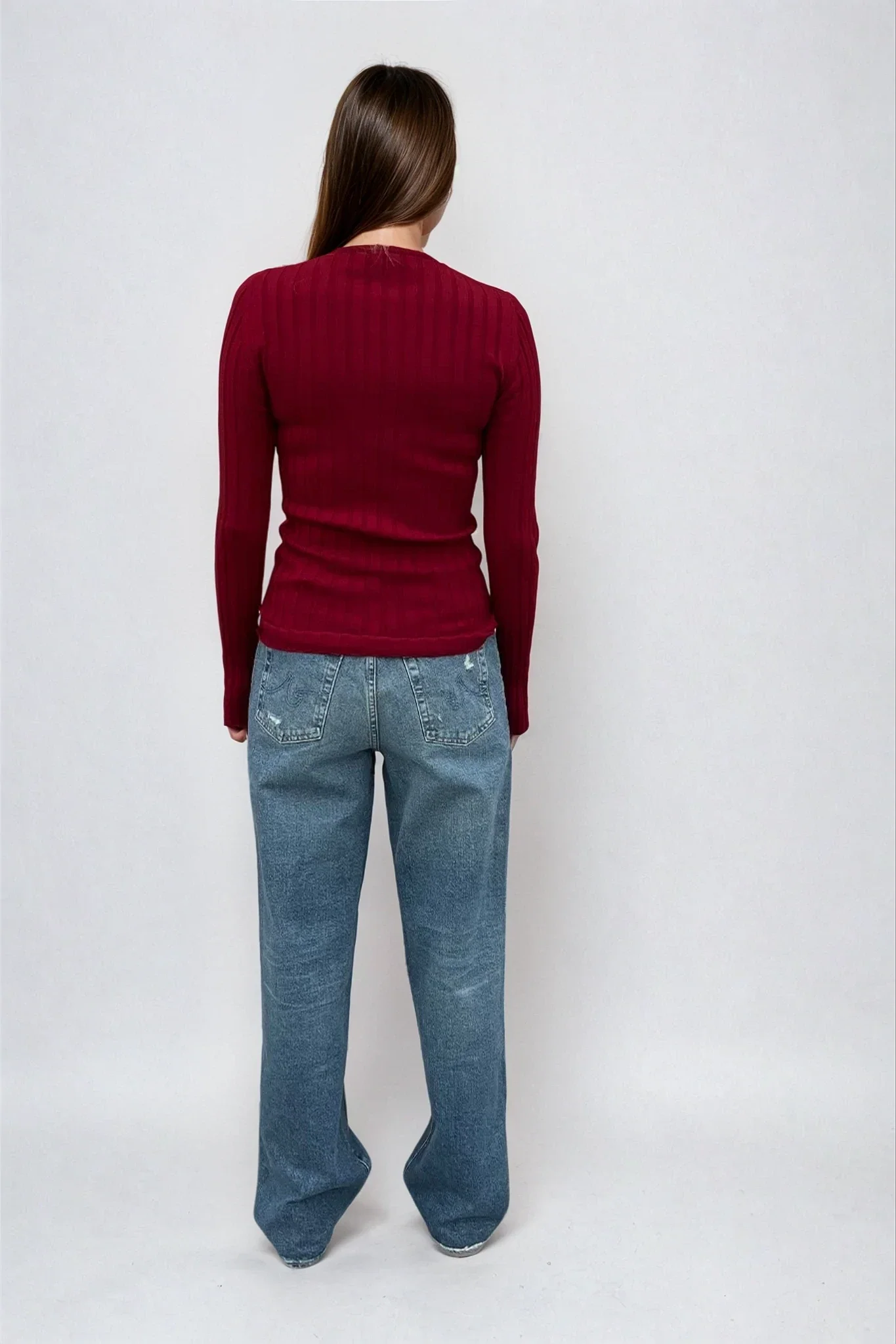 Sara Long Sleeve Rib Top Cherry - Image 2