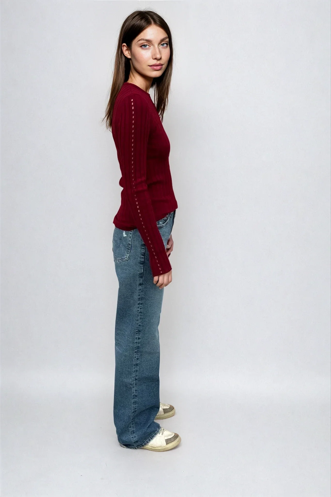 Sara Long Sleeve Rib Top Cherry - Image 3