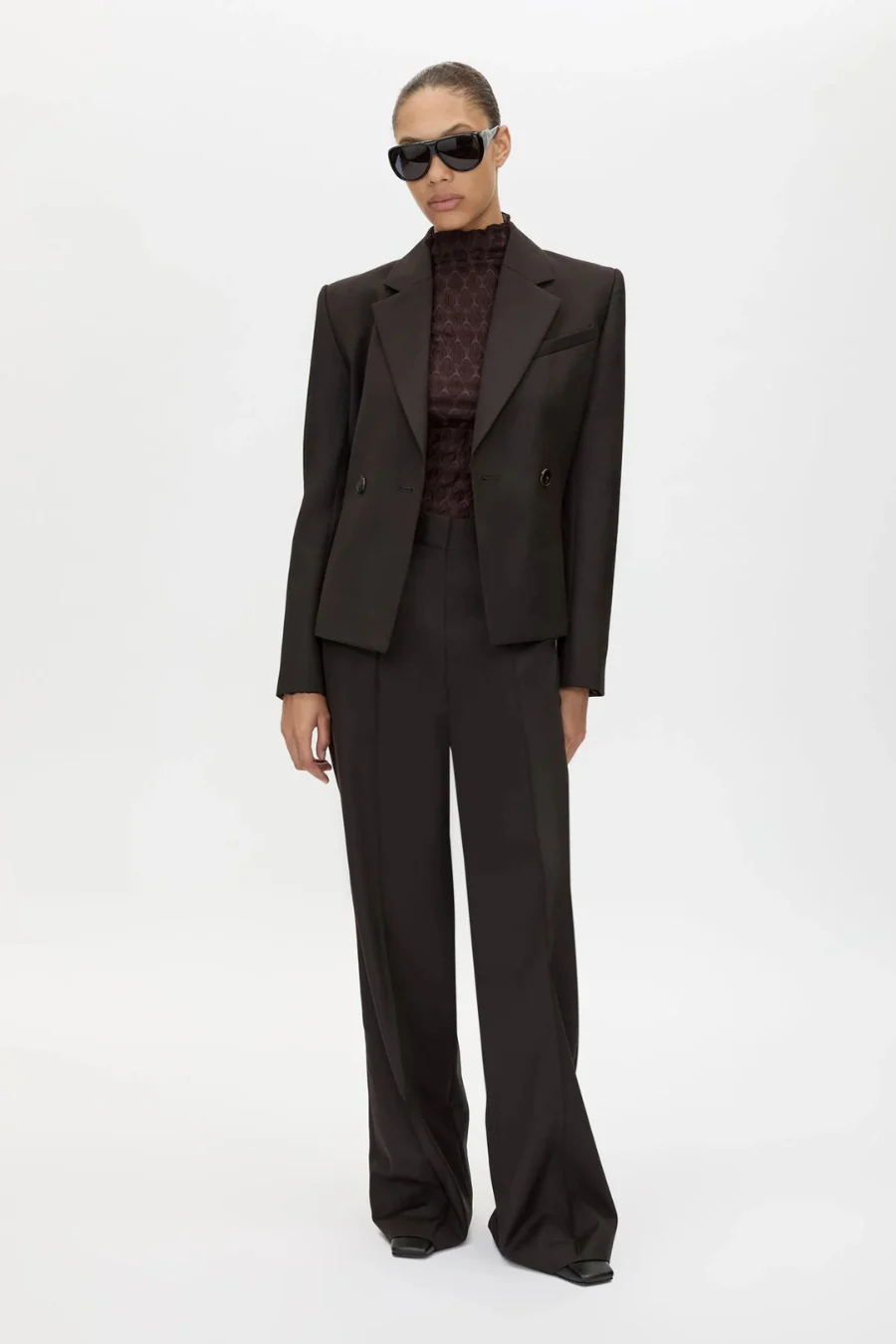 Saxony Fitted Cropped Blazer Espresso