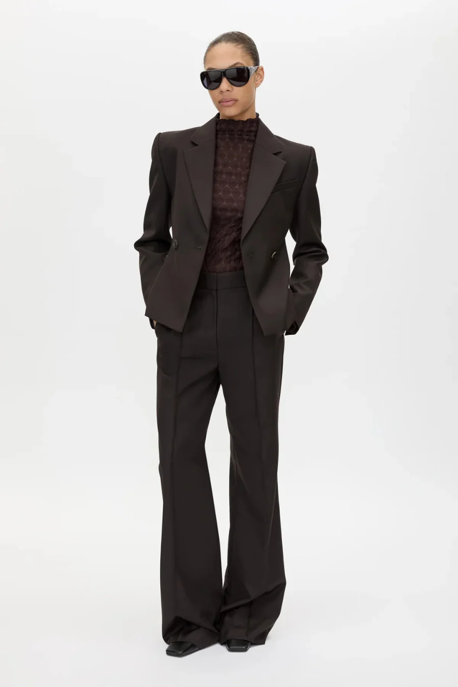 Saxony Fitted Cropped Blazer Espresso - Image 3