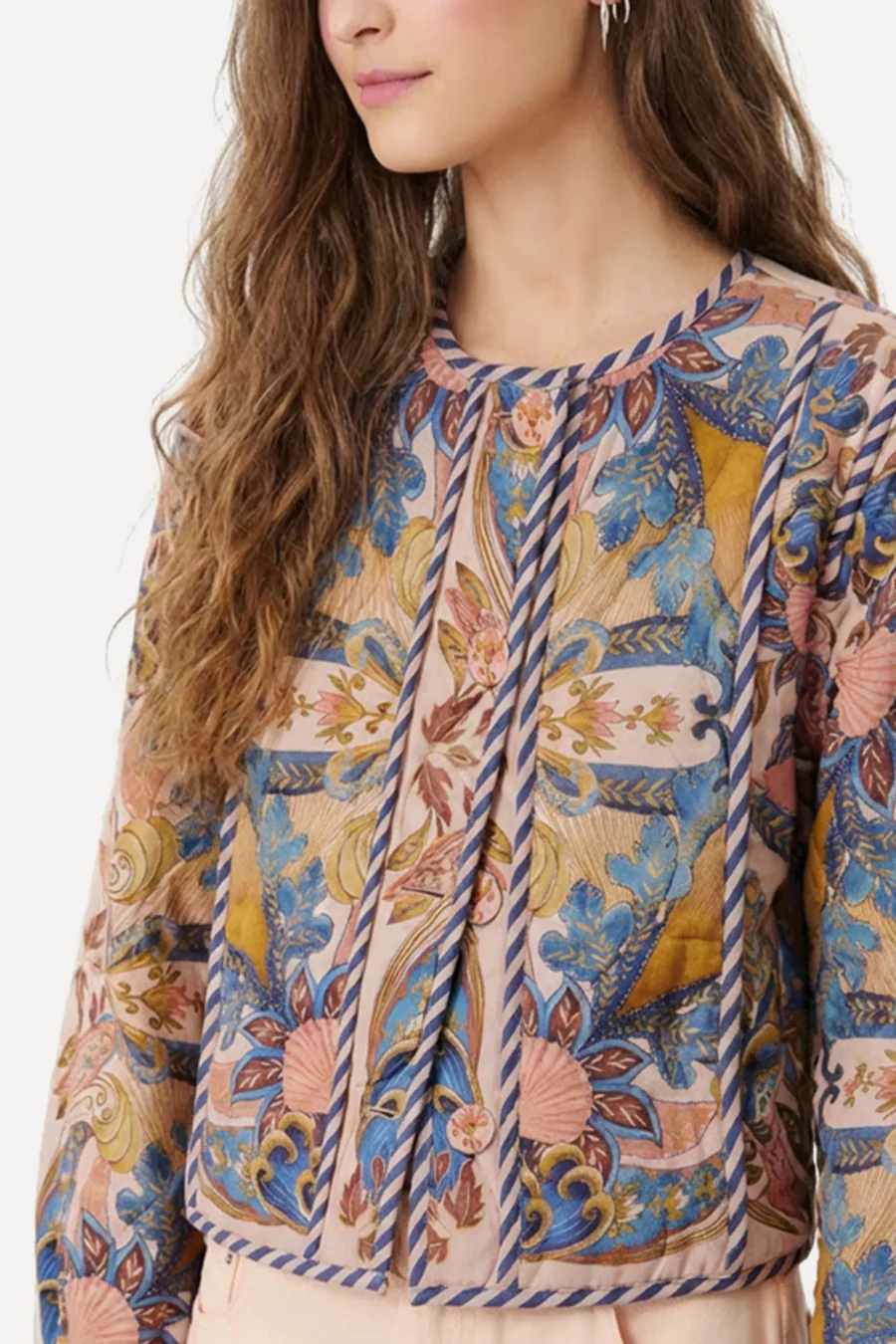 Sea Garden Scarf Long Sleeve Jacket Soft Pink - Image 3