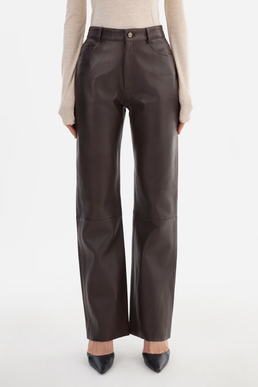 Shannon Leather Pant Dark Brown