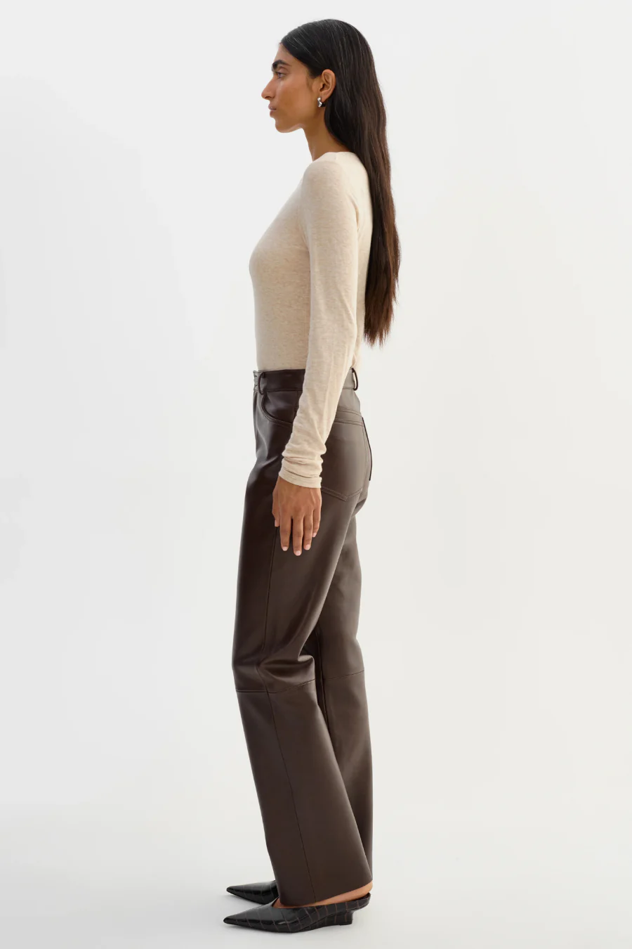 Shannon Leather Pant Dark Brown - Image 3