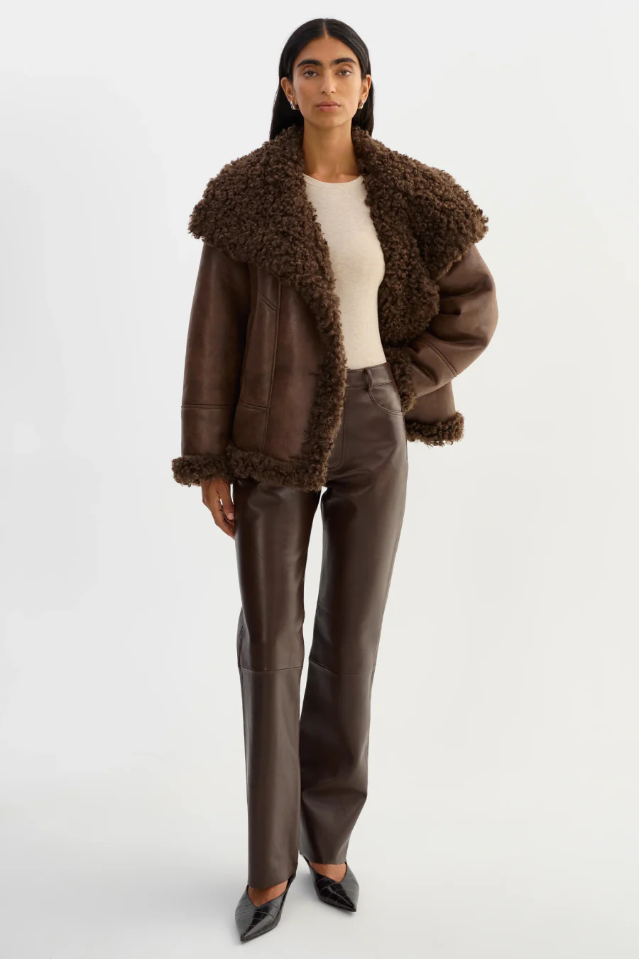 Shannon Leather Pant Dark Brown - Image 5