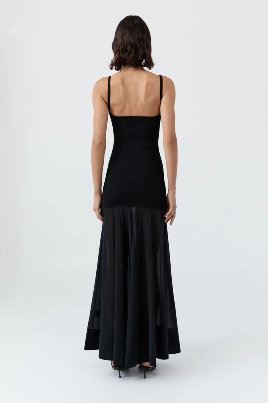 Sheer Silk Circle Hem Dress Black - Image 2
