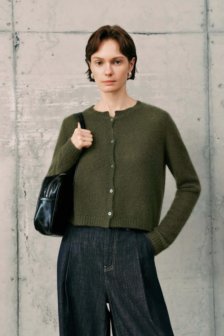 Silk Cashmere Cardigan Deep Green