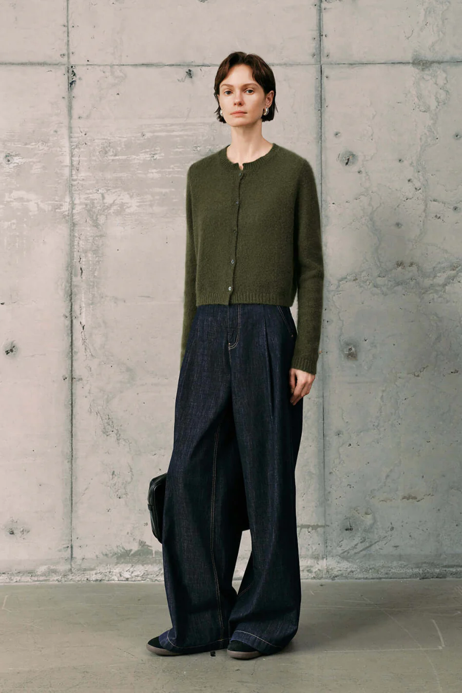 Silk Cashmere Cardigan Deep Green - Image 2