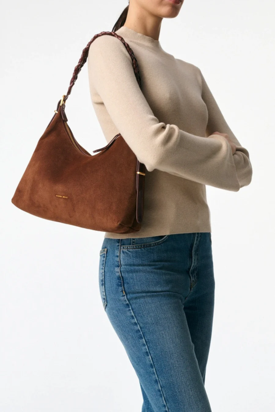 Small Calf Leather Jess Hobo Bag Cognac - Image 2
