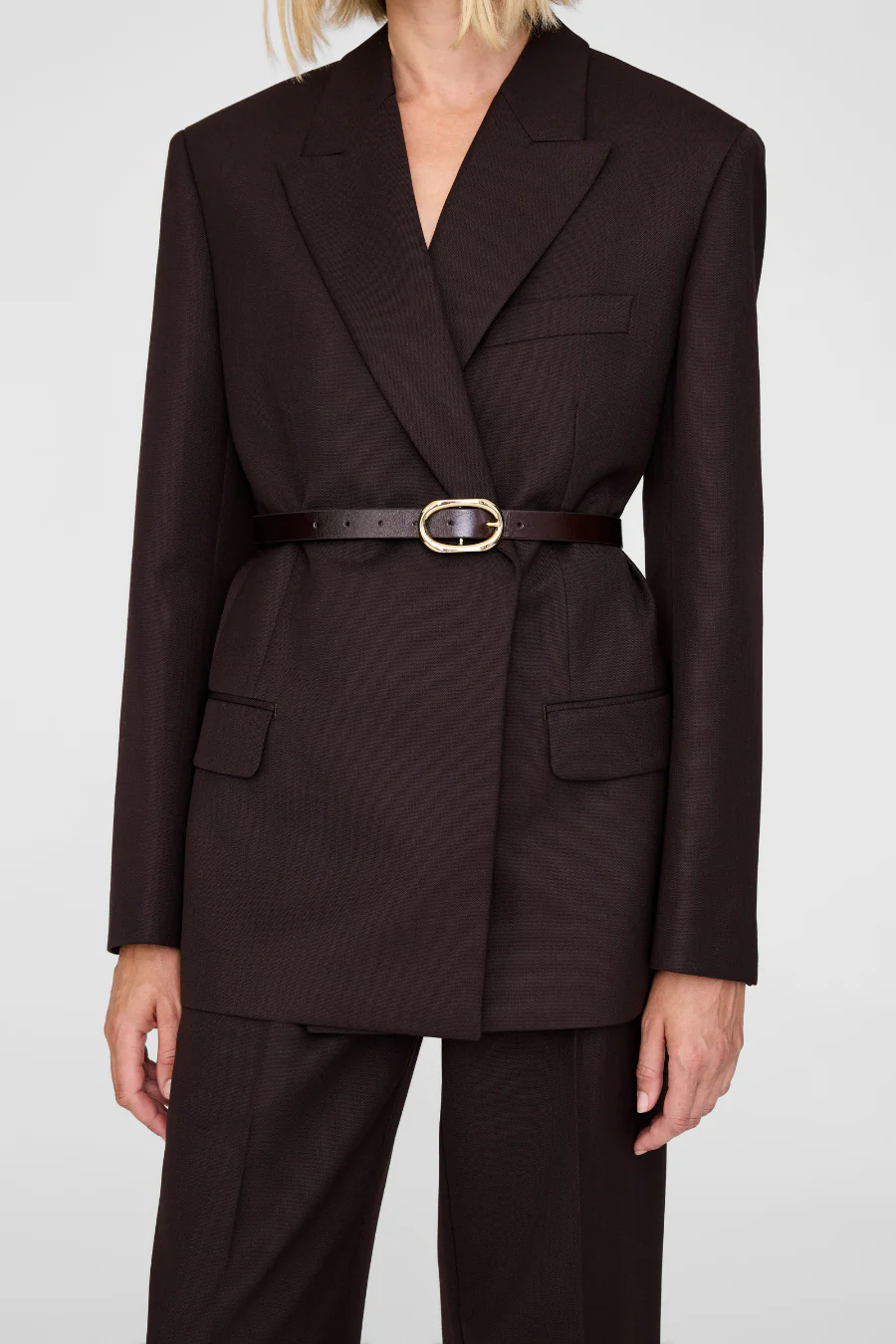 Small Signature Link Belt Dark Brown With Gold - Image 2