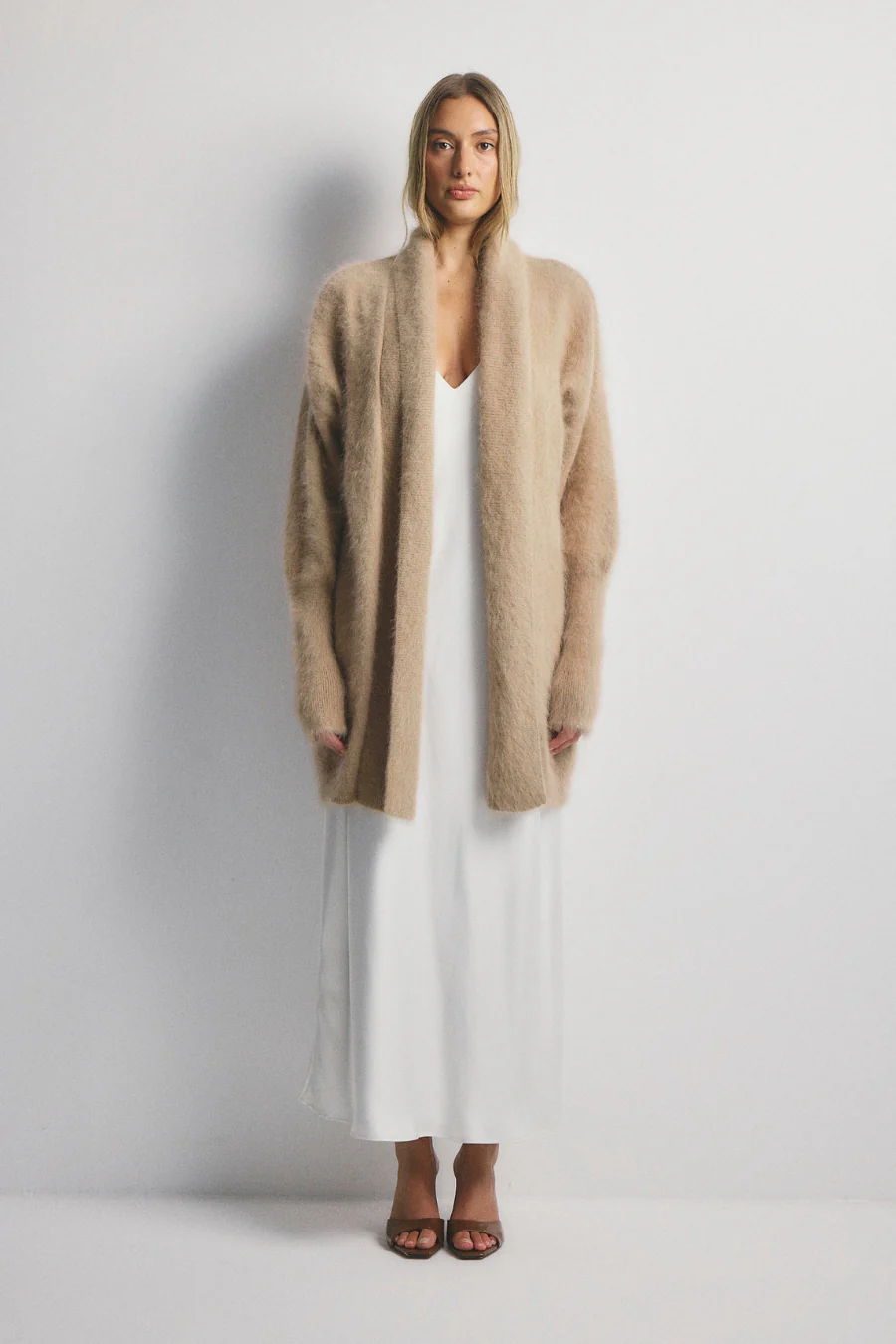 Sophia Open Cashmere Cardigan Latte