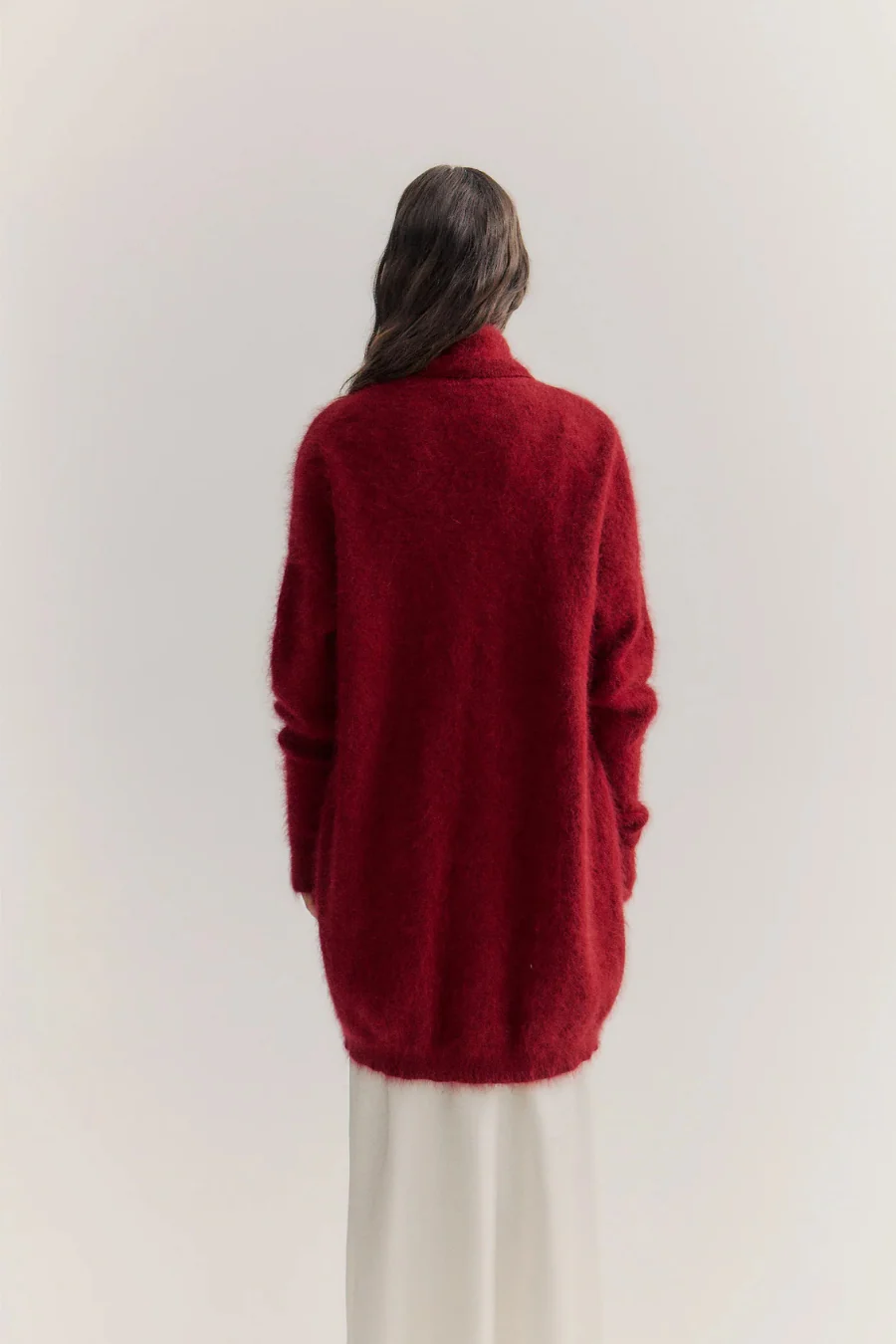 Sophia Open Cashmere Cardigan Merlot - Image 2