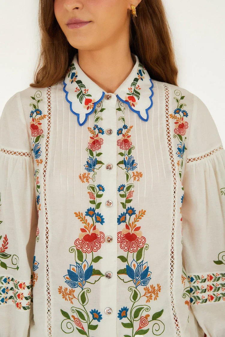 Stitched Garden Blouse Off-White - Image 3