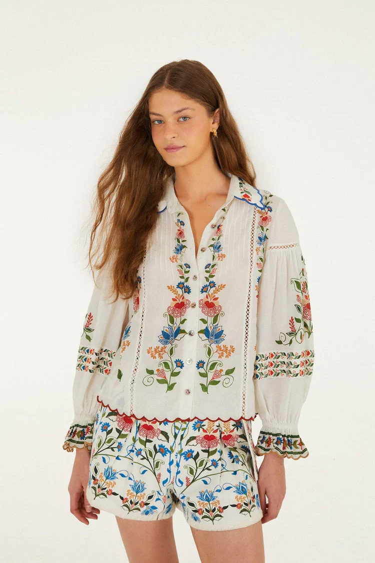 Stitched Garden Blouse Off-White - Image 4