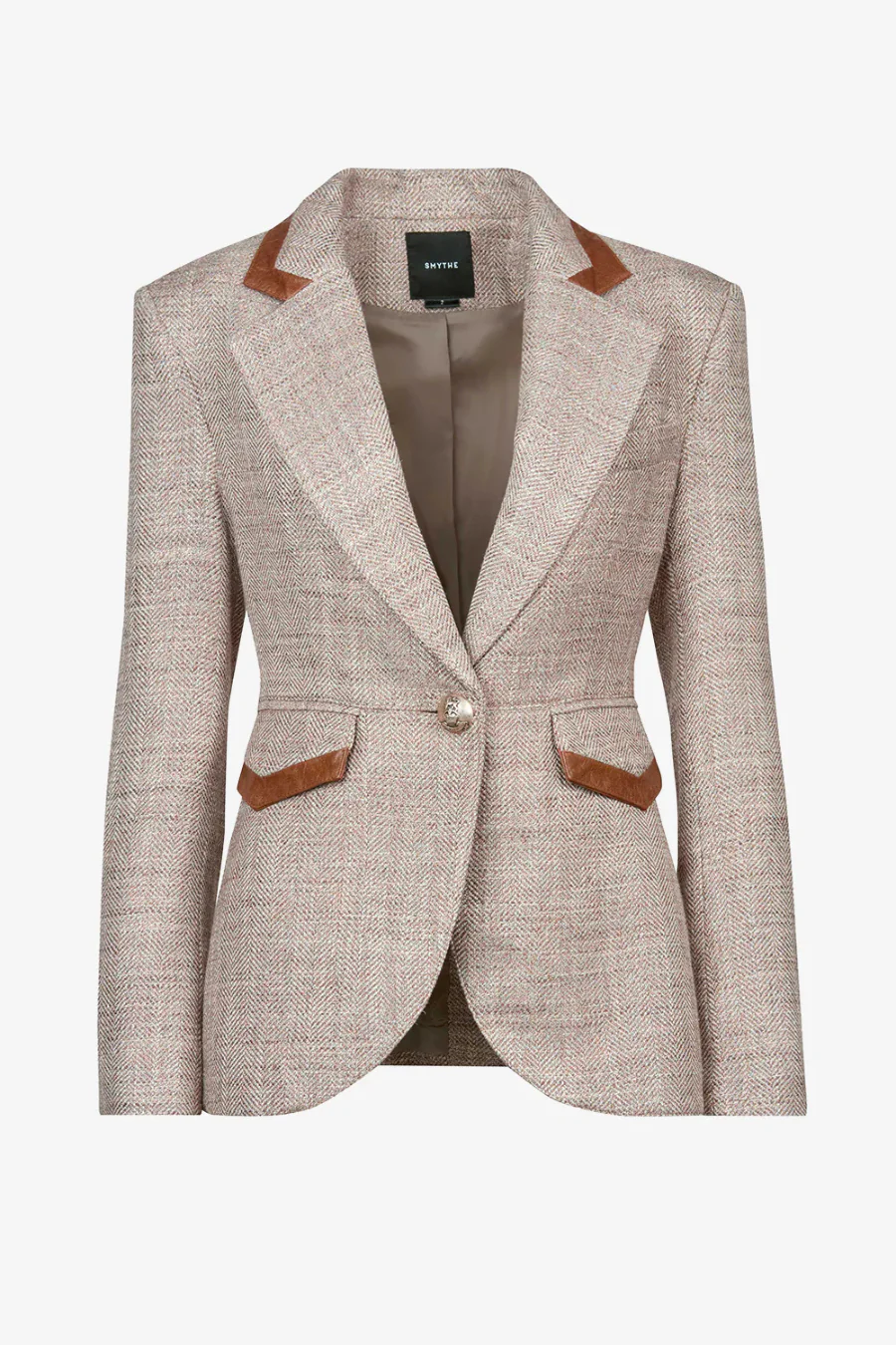 Taped Seamed Blazer Taupe Tweed - Image 4