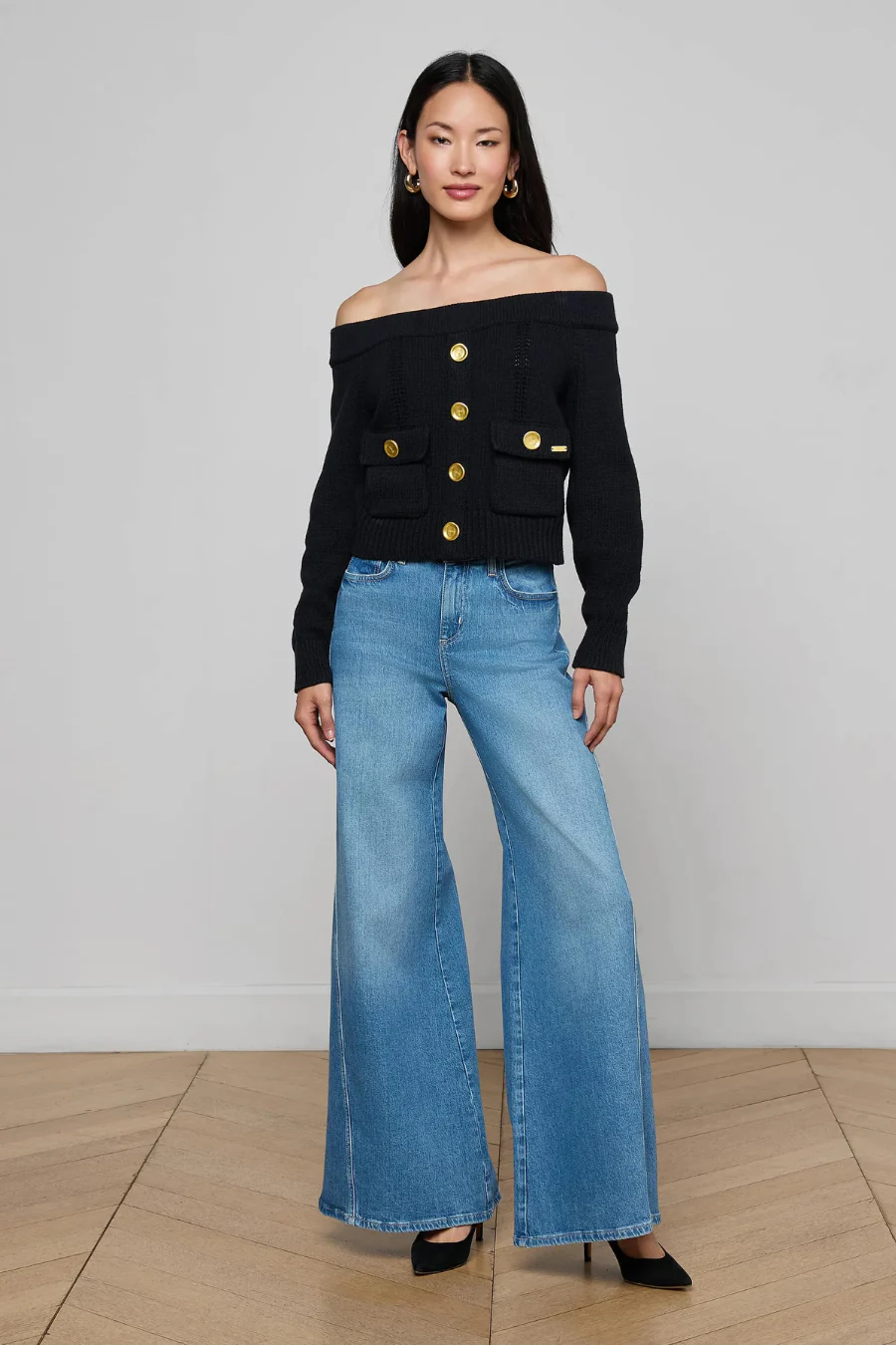 Teri Off The Shoulder Top Black Gold