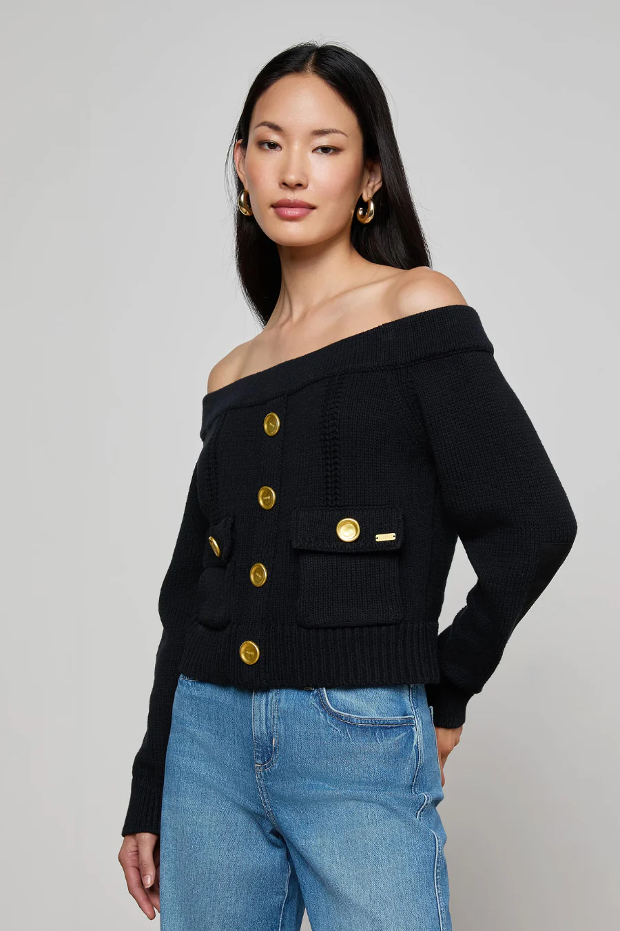 Teri Off The Shoulder Top Black Gold - Image 3