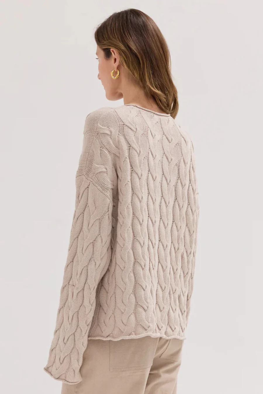 The Cable Knit Jumper River Pebble - Image 2