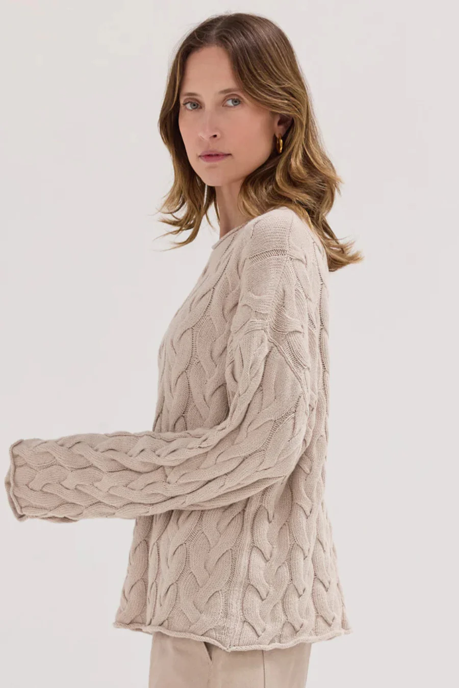 The Cable Knit Jumper River Pebble - Image 4