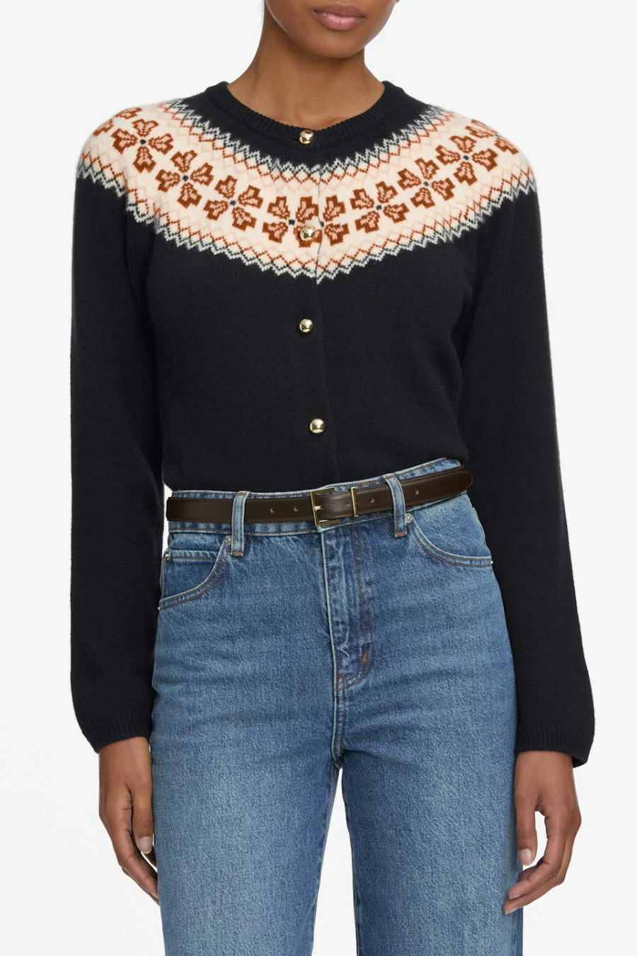 The Cashmere Fairisle Cardi Navy - Image 3