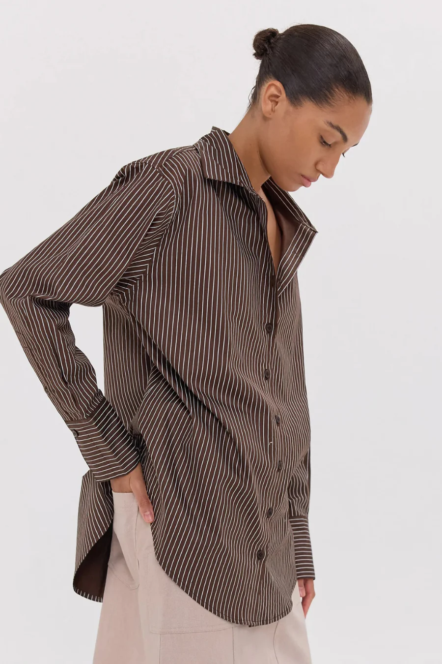 The Dropped Yolk Shirt | Brazil Nut & White - Image 2