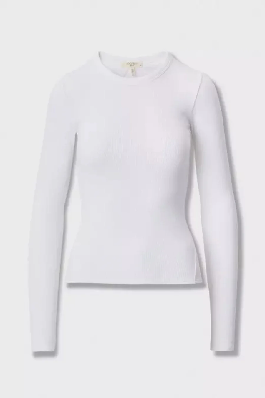 The Essential Ribbed Long Sleeve Tee White - Image 4