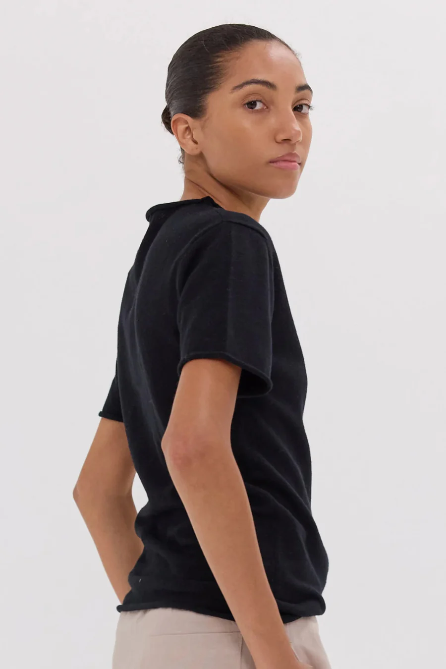 The Funnel Neck Tee Black - Image 2