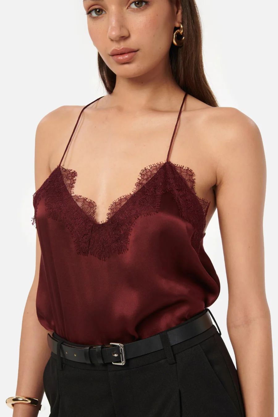 The Racer Charmeuse Cami Syrah - Image 3