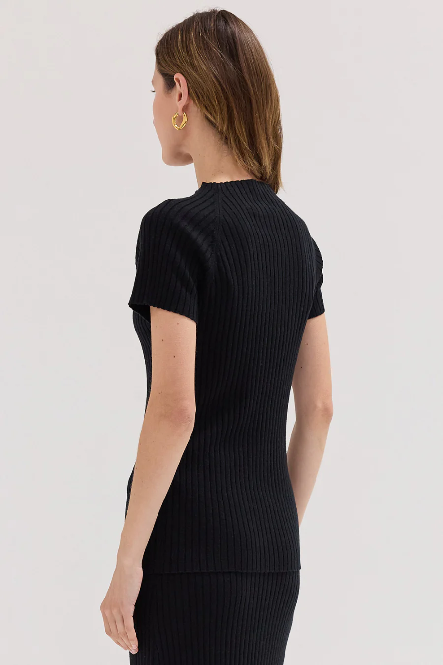 The Rib Knit Tee Black - Image 3