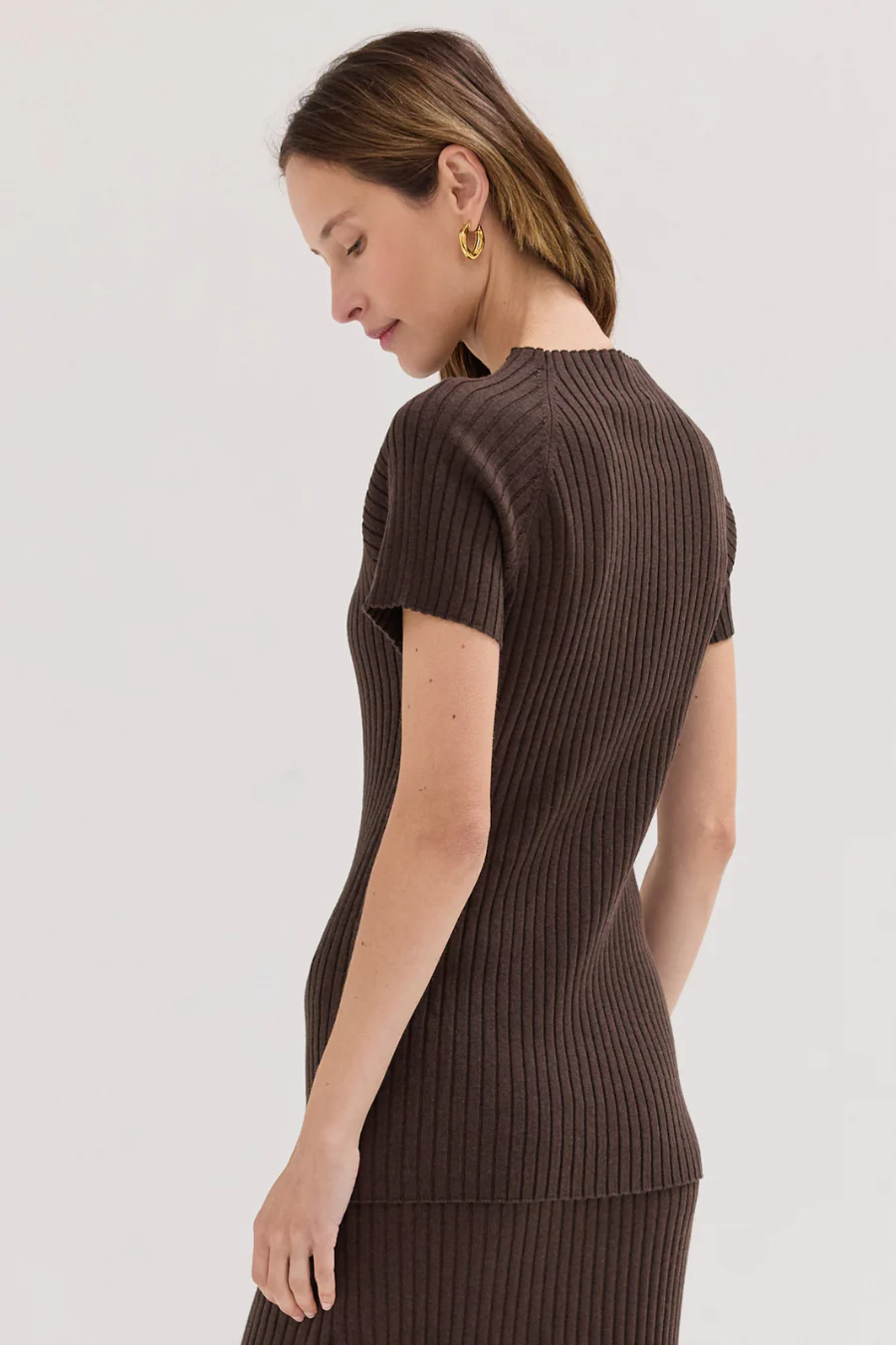 The Rib Knit Tee Brazil Nut - Image 2