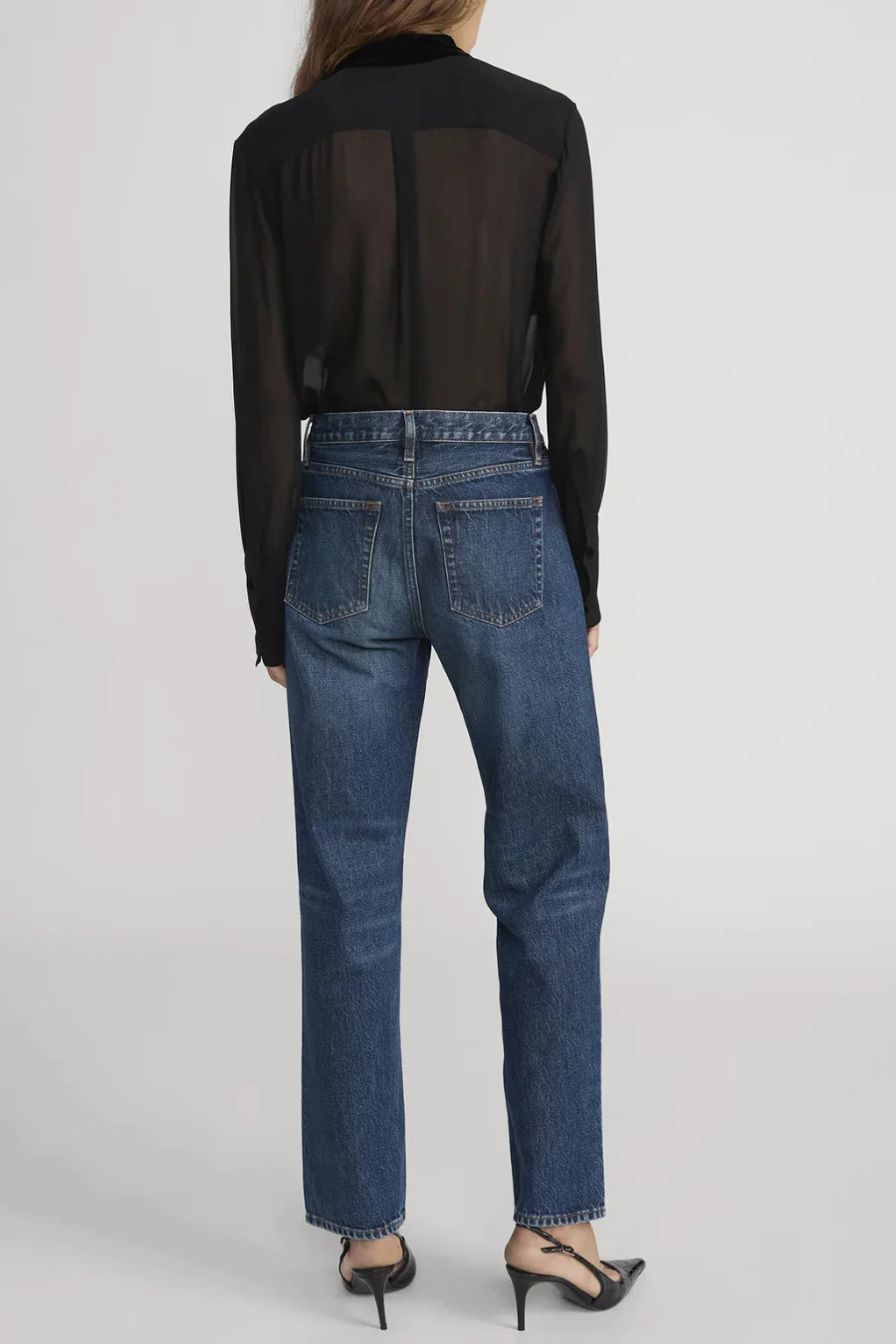 The Velvet Trim Modern Tie Blouse Black - Image 2
