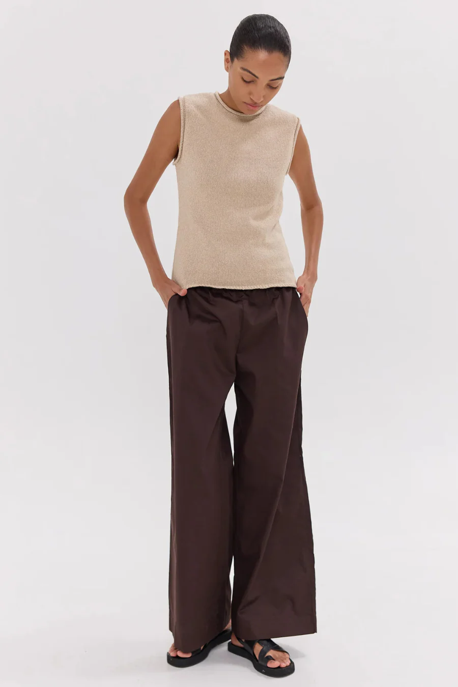 The Wide Leg Pant Brazil Nut
