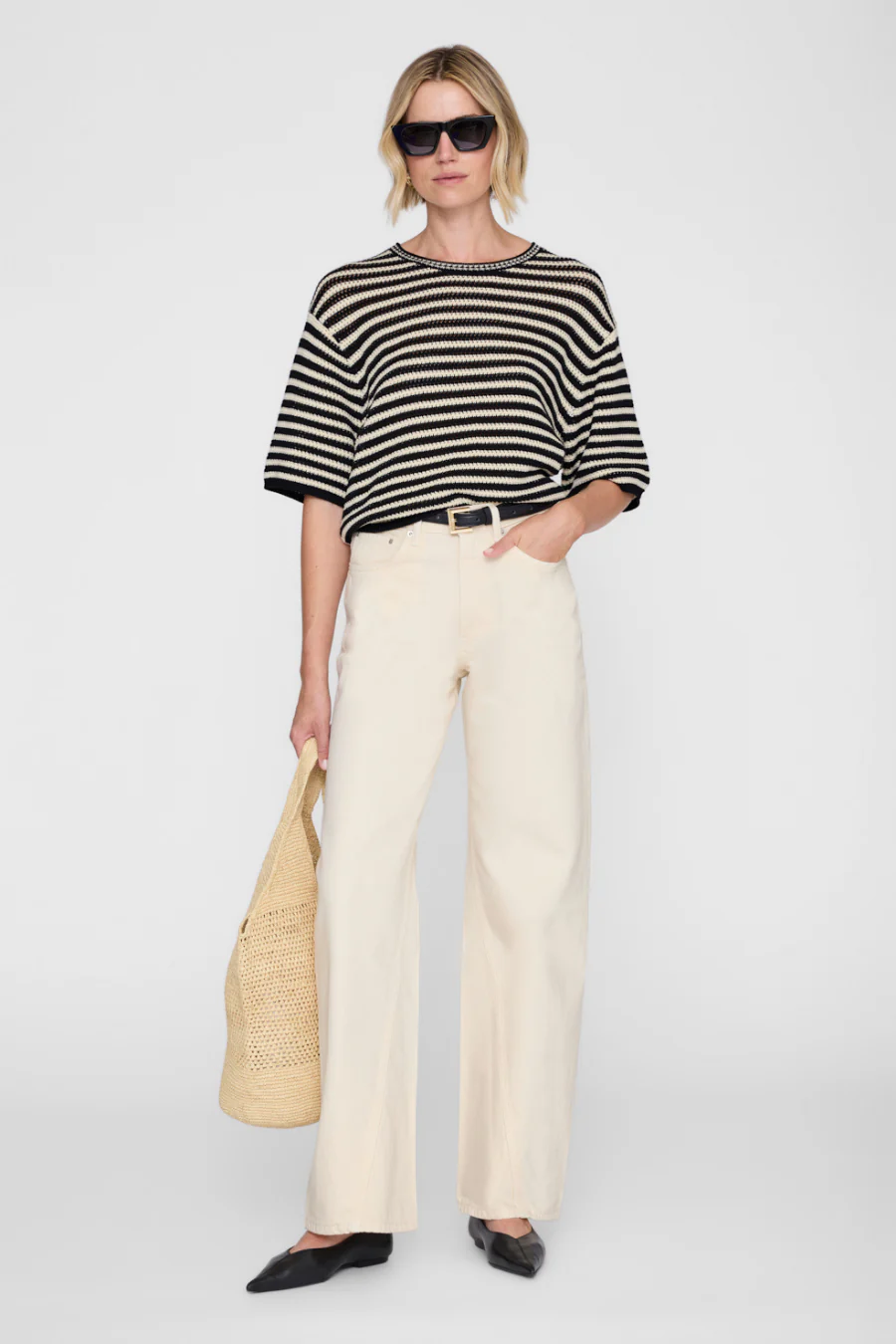 Theo Sweater Black And Ivory Stripe