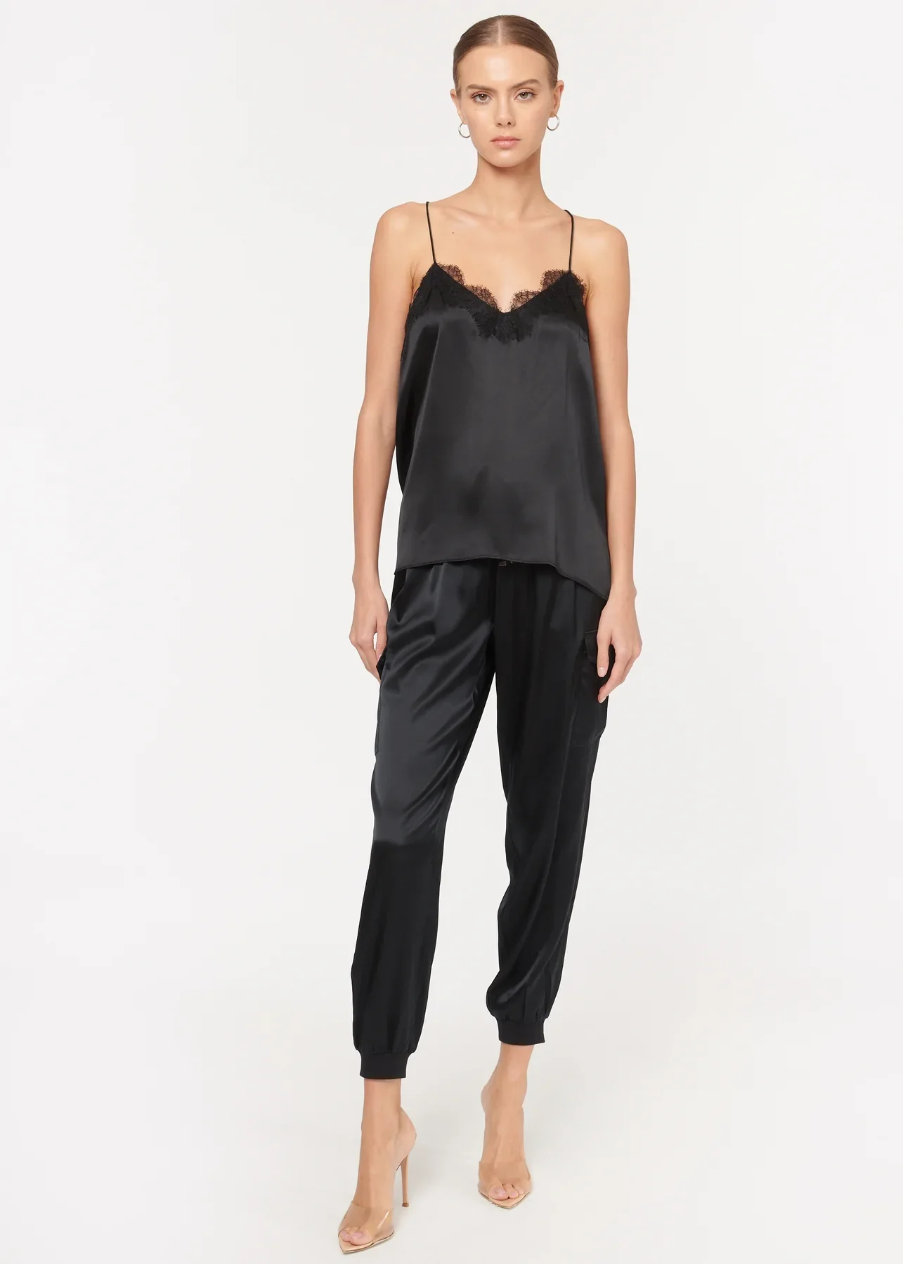 The Racer Charmeuse Cami Black - Image 4