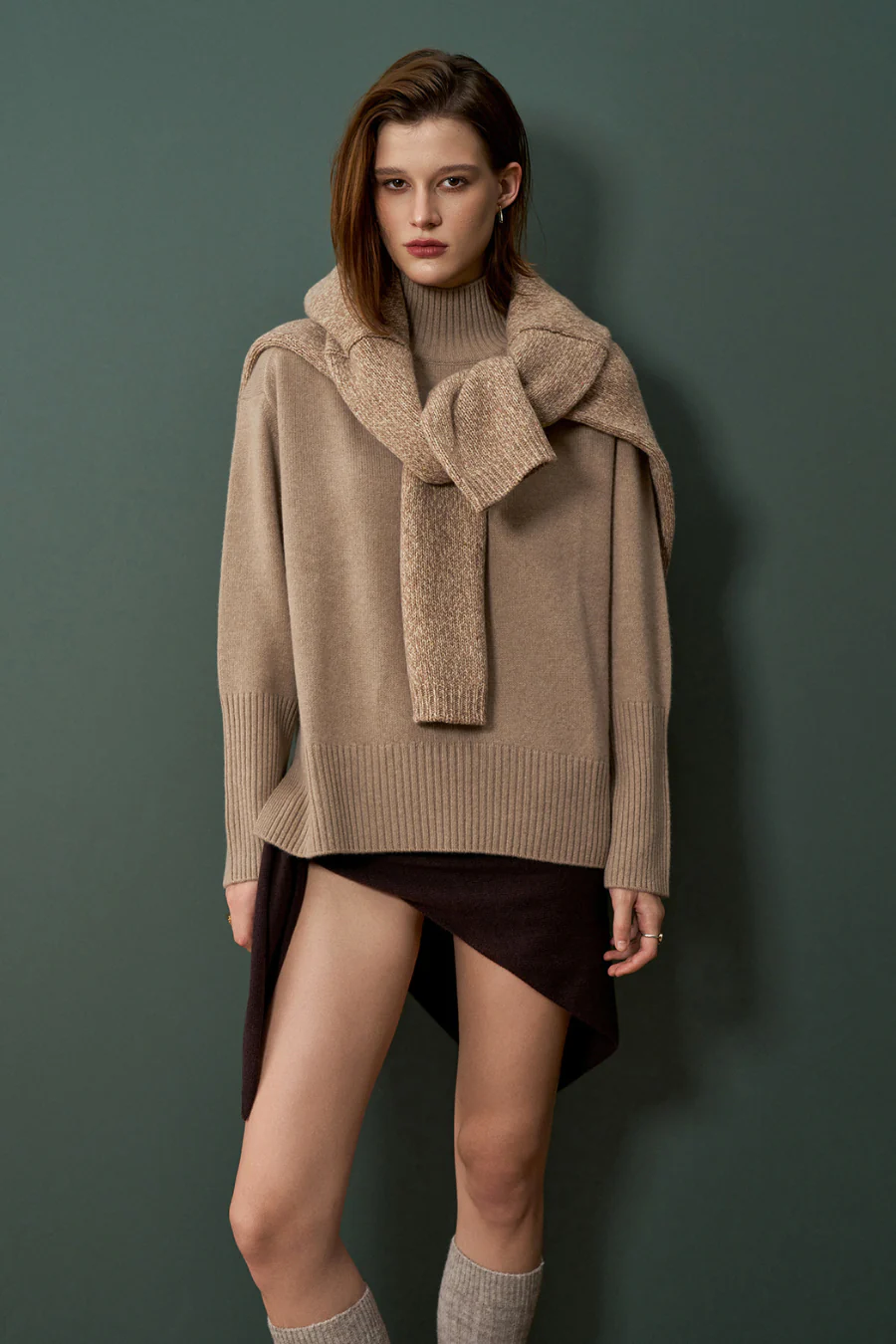 Tiber Chunky Hi-Lo Hem Polo Argan - Image 4