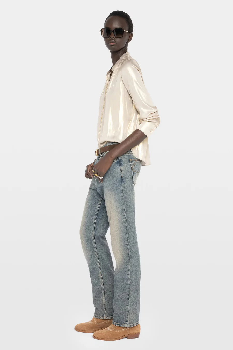 Tink Satin Blouse Gold - Image 4
