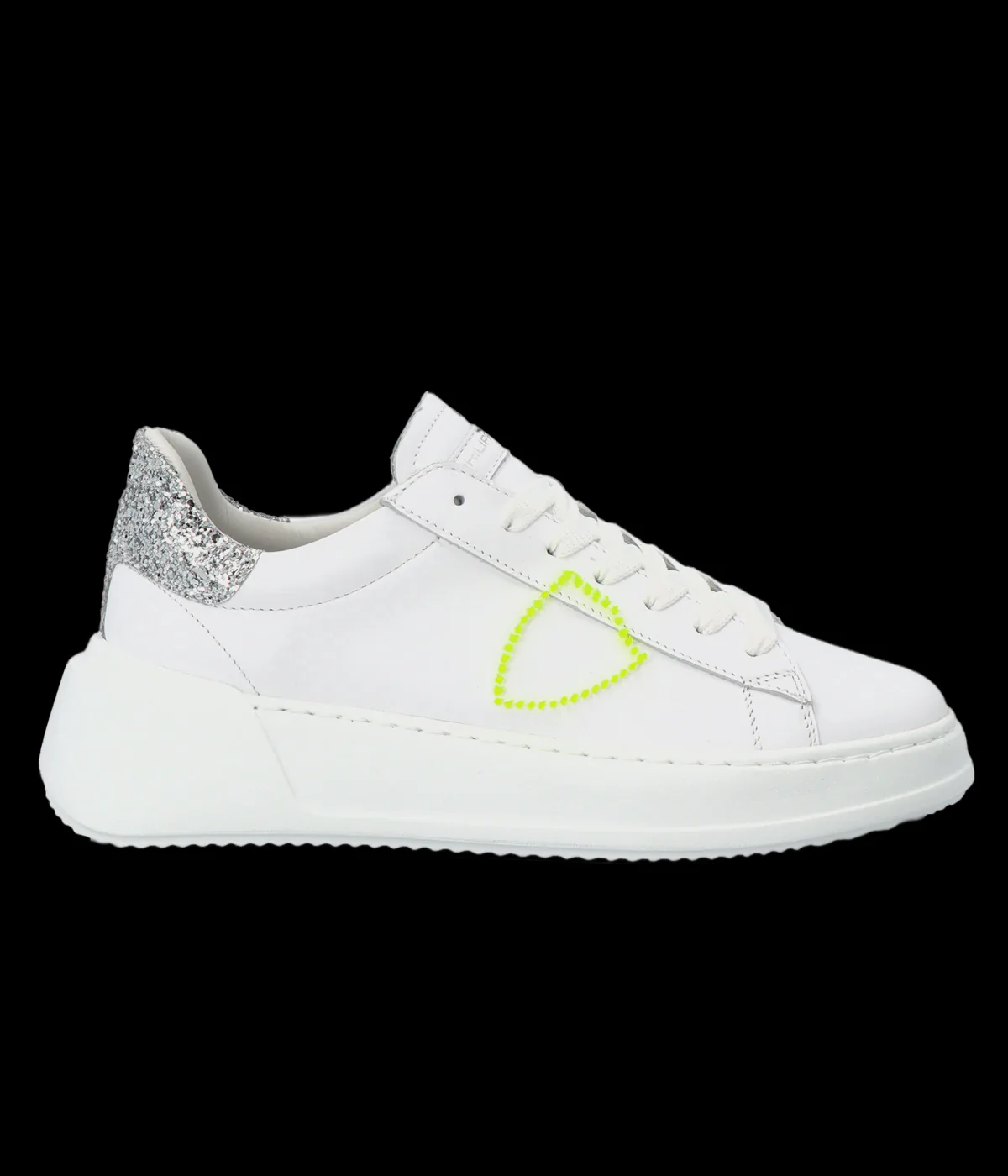 Tres Temple Low Woman in Veau Broderie Blanc Argent