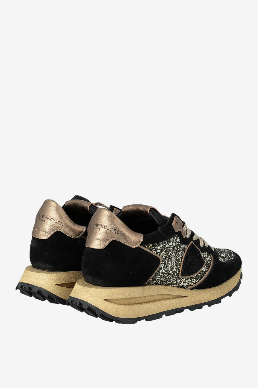 Tropez Haute Low Woman Glitter Daim Noir - Image 3