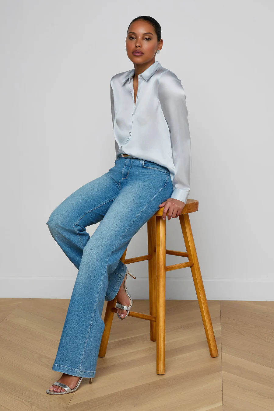 Tyler Long Sleeve Blouse Pale Mist Blue