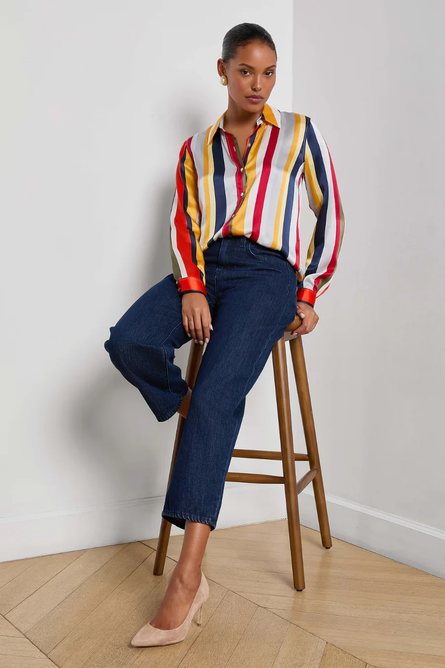 Tyler Silk Blouse Multi Bright Stripe - Image 3