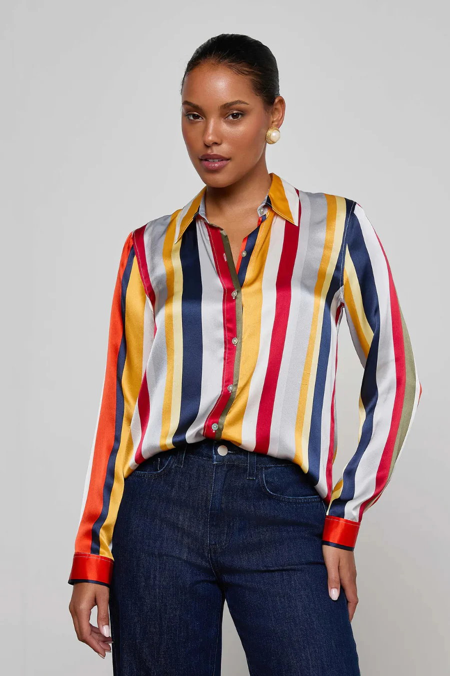 Tyler Silk Blouse Multi Bright Stripe - Image 4