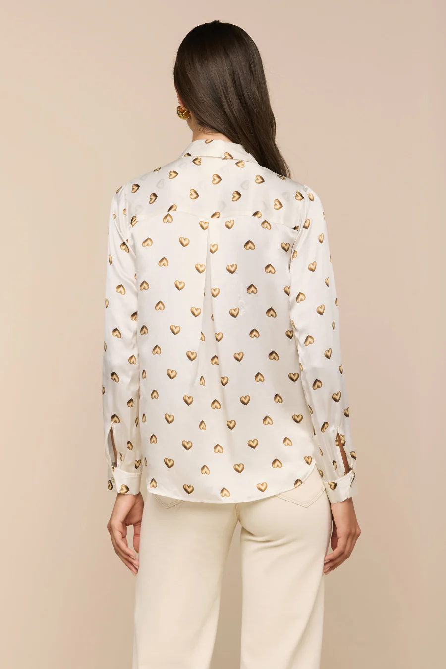 Tyler Silk Blouse Vintage White/ Gold Heart Stud - Image 2