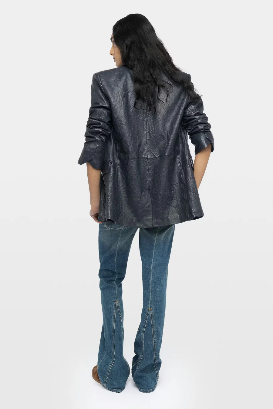 Valse Leather Blazer Encre - Image 2