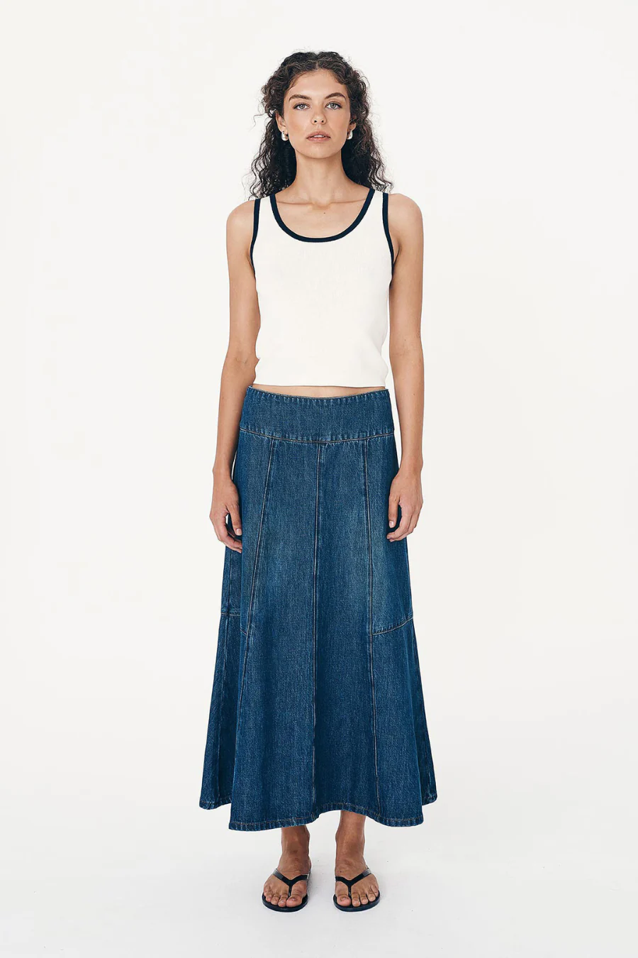 Vashti Denim Midi Skirt Classic Denim