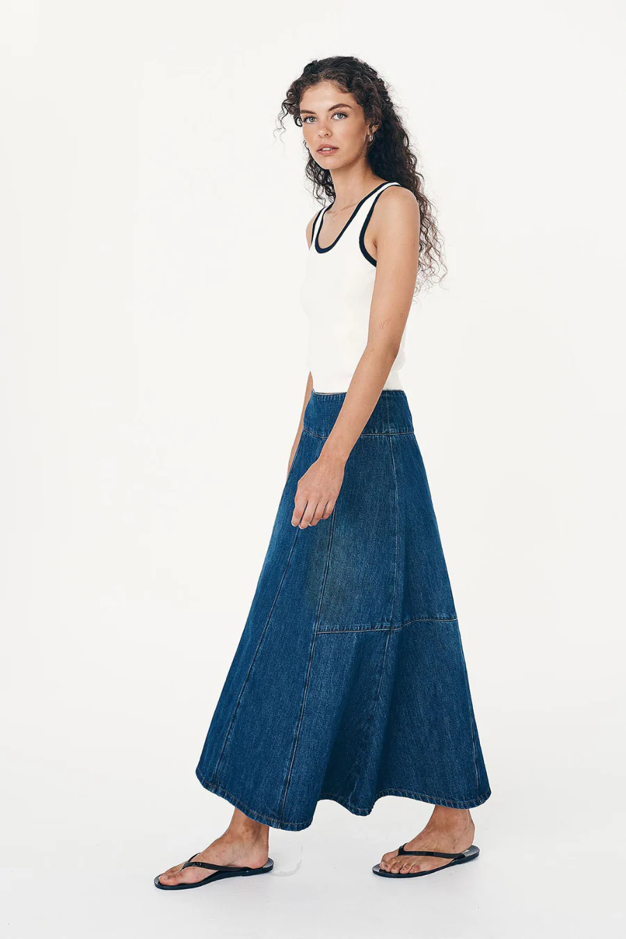 Vashti Denim Midi Skirt Classic Denim - Image 2
