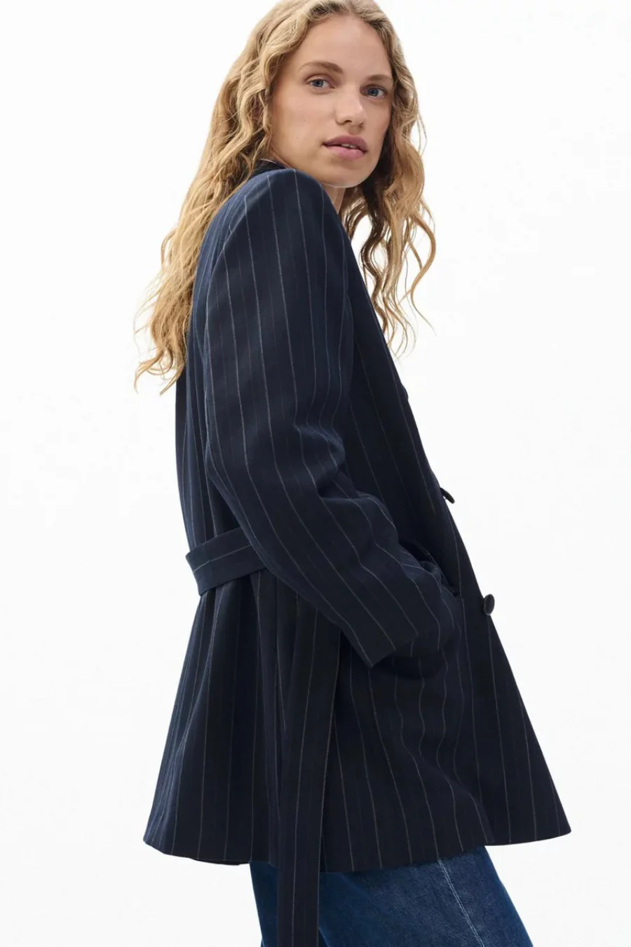 Virginia Striped Blazer Navy Stripe - Image 2