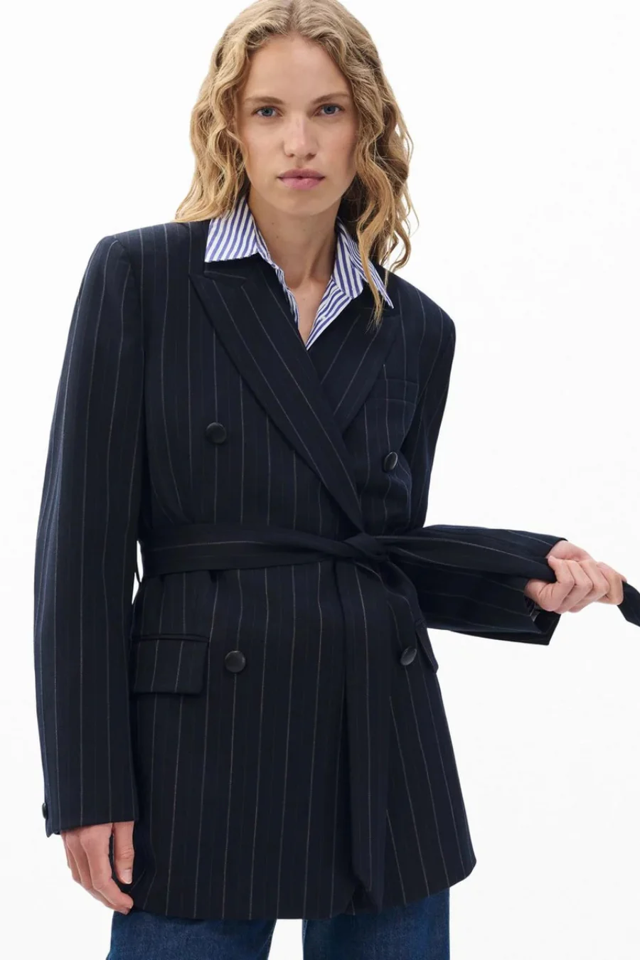 Virginia Striped Blazer Navy Stripe - Image 3