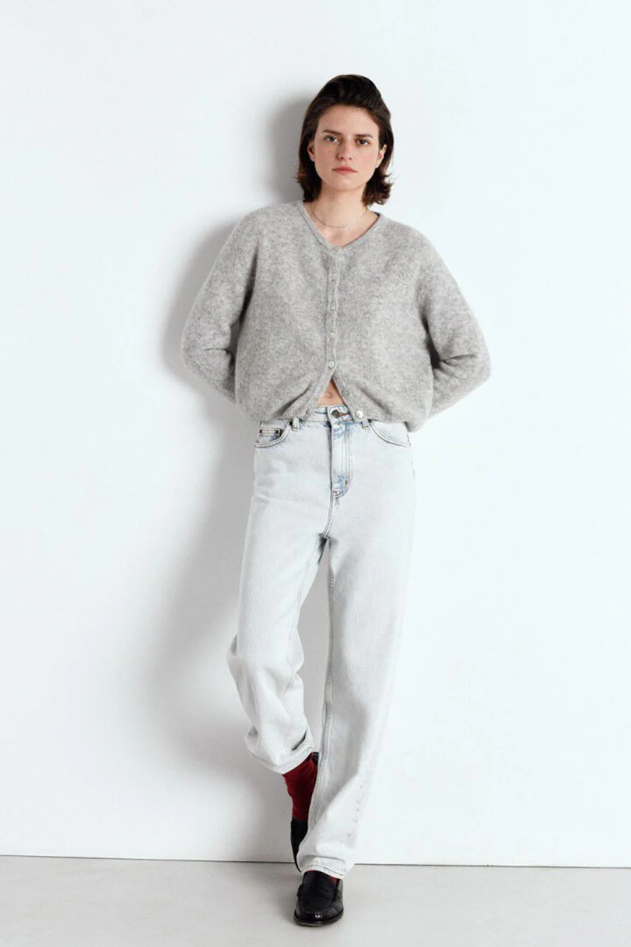 Vitow Cardigan Light Grey Melange - Image 5